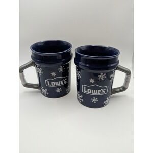 Lowe's Coffee Mugs Blue Bucket Design 15 Oz Set of 2 Tool Wrench Handle Ceramic